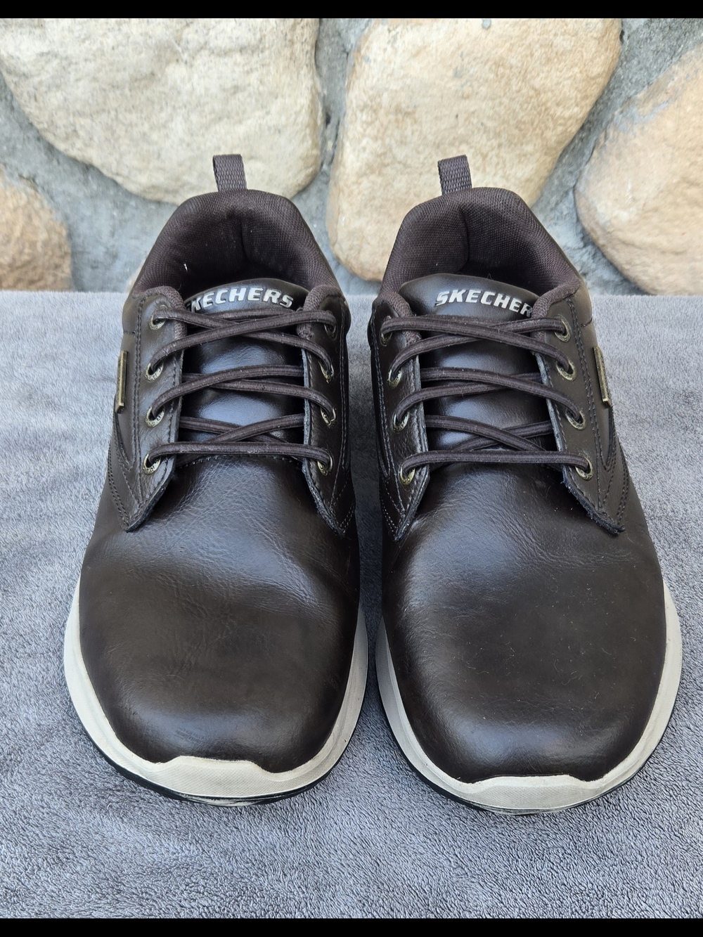 Skechers Delson Antigo Waterproof Shoes  Brown Leather Memory Foam 65693. #497